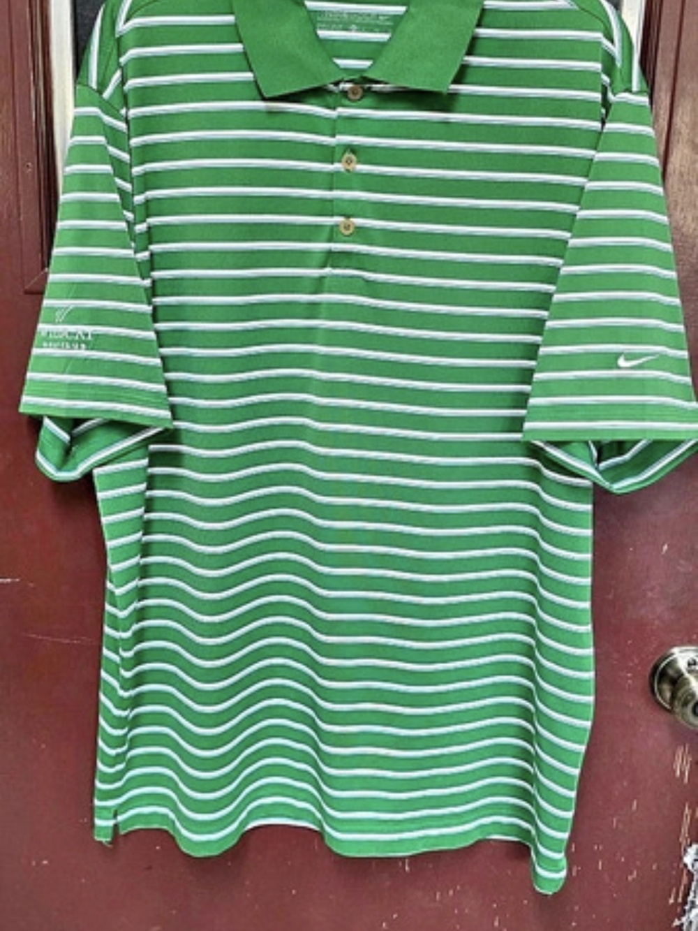 Nike Golf Striped Golf Polo in Green & White
